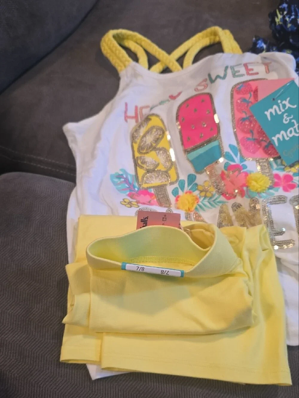 Cynthia Rowley Kids Set 4-Pieces Mix: Mint Floral, Navy Pattern, White & Gray